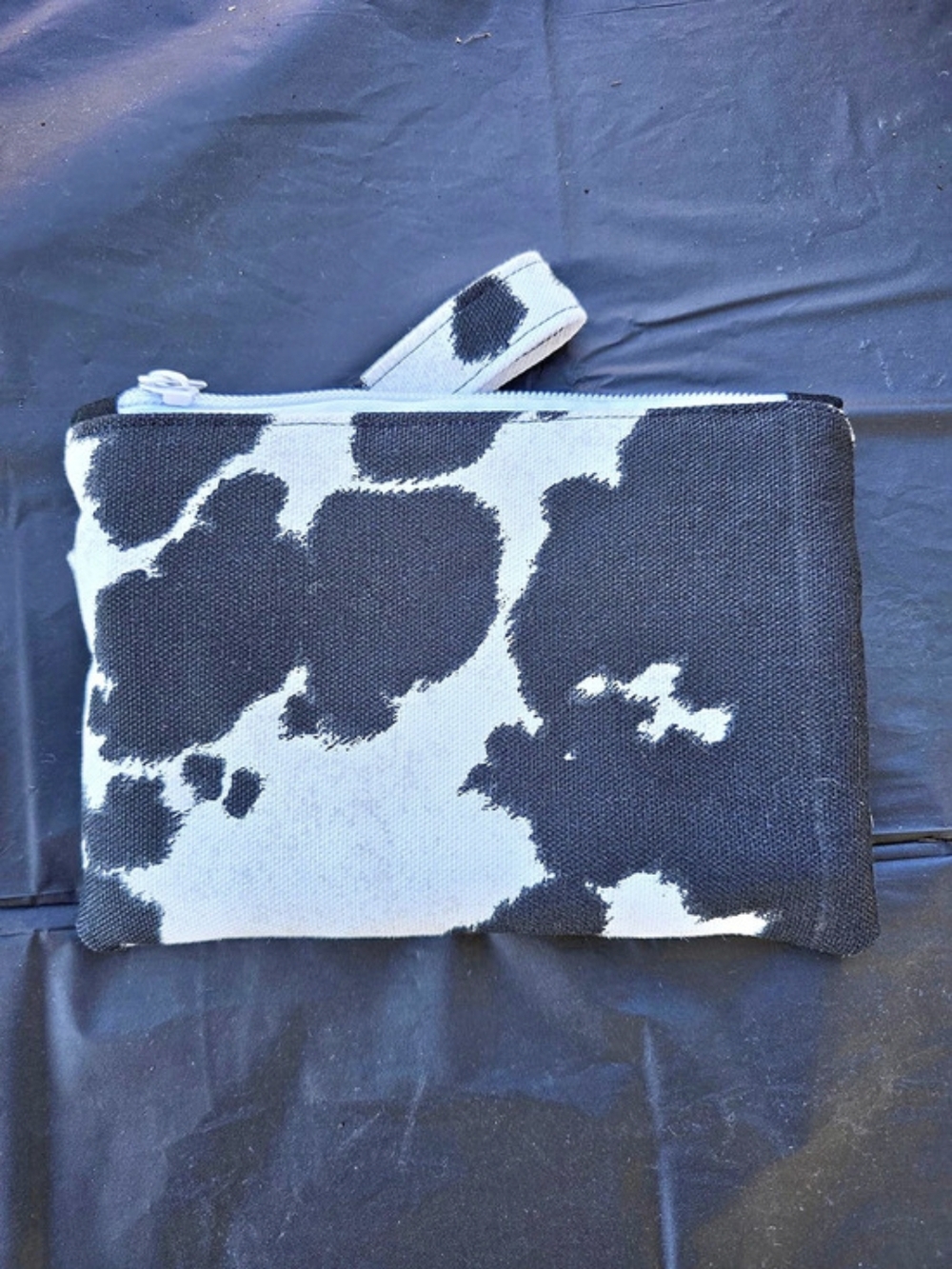 Cow Print Zip Pouch in Black & White